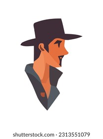 portrait cowboy with hat icon isolated