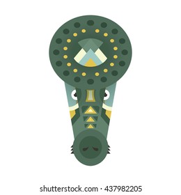 Portrait of a crocodile made in trendy flat style vector. African animal. Safari label or t-shirt design with cute animal character.