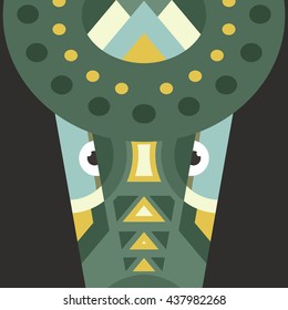 Portrait of a crocodile made in trendy flat style vector. African animal. Safari label or t-shirt design with cute animal character.