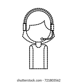 portrait of customer support operator call center worker with headset