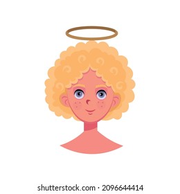 Portrait of cute angel on a white background.