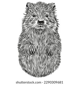 Portrait of a cute beaver on a white background beavers
