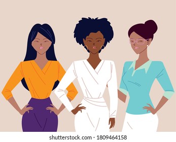 portrait of cute businesswomen, smiling business women vector illustration design