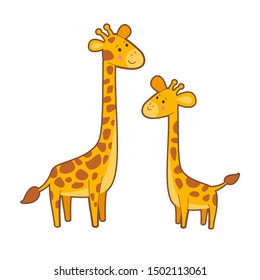 Portrait Cute Cartoon Giraffes On White Stock Vector (Royalty Free ...