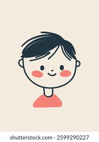  portrait of a cute child in flat doodle style, minimalism