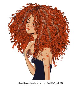 portrait of cute curly girl