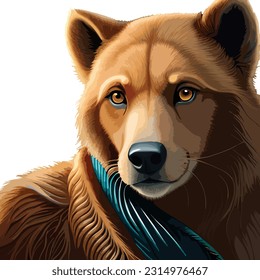Portrait of cute dog vector illustration isolated on white background