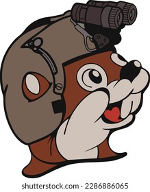 Portrait of a cute dog wearing the  helmet. Flat Cartoon Style Suitable for Landing Web Pages, Banners, Flyers, Stickers, Cards