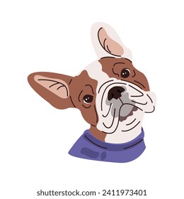 Portrait of a cute French bulldog. Flat graphic vector illustration isolated on white background
