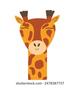 Portrait of a cute funny giraffe on a white background