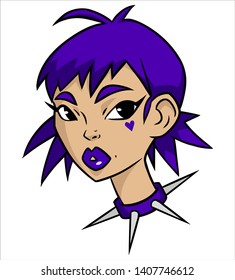 Portrait of a cute girl. Isolated vector illustration. T-shirt print, poster and cards.