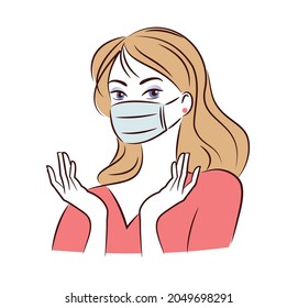 Portrait of a cute girl in a medical mask 