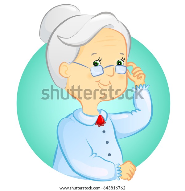 Portrait Cute Grandmother Glasses Stock Vector (Royalty Free) 643816762 ...