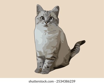 Portrait of a cute gray and white cat. Art sketch portraits are pets.
