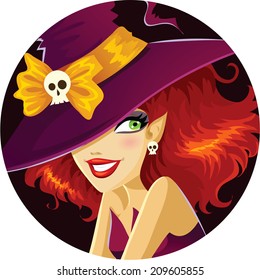 Portrait of cute Halloween witch