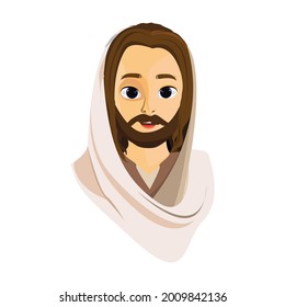 Portrait of cute Jesus Christ wearing white robe