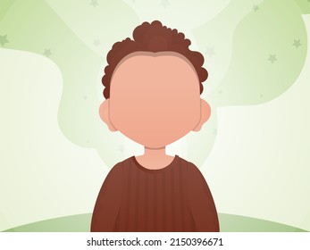 Portrait of a cute little boy. Banner with a child in the room. Vector illustration in cartoon style.