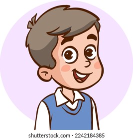 portrait of cute little children cartoon vector illustration