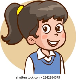 portrait of cute little children cartoon vector illustration