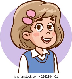 portrait of cute little children cartoon vector illustration