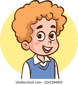 portrait of cute little children cartoon vector illustration