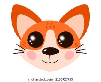Portrait of cute little Corgi with huge eyes. Funny puppy in flat cartoon style. Charming character. Vector illustration isolated on white. Modern design for dog lovers, pet stores, veterinary clinics