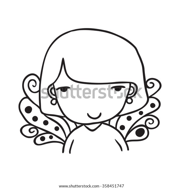 Portrait Cute Little Girl Purple Hair Stock Vector Royalty Free
