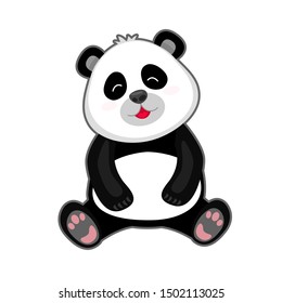 Portrait of cute panda on white background.