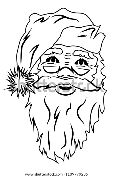 Portrait Cute Santa Claus Beard Glasses Stock Vector