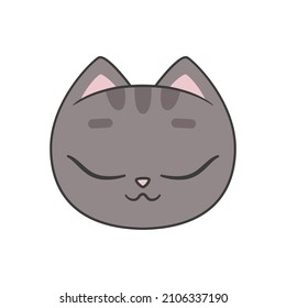 Portrait of a cute sleeping cat. Vector flat illustration isolated on white background