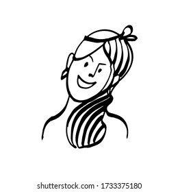 Portrait of a cute smiling girl. Avatar. A hand-drawn sketch. Vector illustration