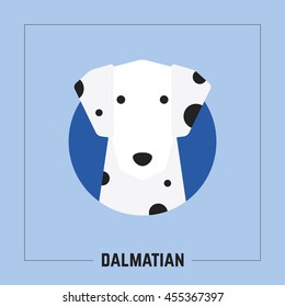 Portrait of Dalmatian dog icon design illustration.