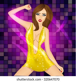 portrait of dance queen dancing on disco party