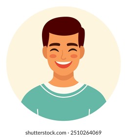Portrait of a dark-haired man. Male avatars. Vector illustration in a flat style.