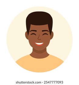 Portrait of a dark-skinned curly man. Male avatars. Vector illustration in a flat style.
