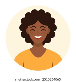 Retrato de mulher encaracolada de pele escura. Avatares femininos. Ilustração vetorial em estilo plano.