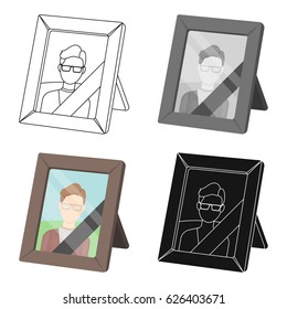Portrait of deceased person icon in cartoon style isolated on white background. Funeral ceremony symbol stock vector illustration.