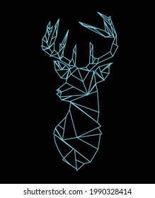 Portrait of a deer in geometric shape. Vector solution.