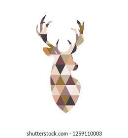 Portrait of a deer with patchwork texture. Scandinavian style.