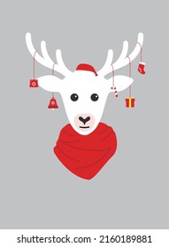 Portrait of deer, wearing something, cool style