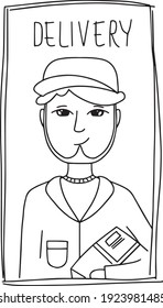 Portrait of a Delivery man. Vector illustration on a white background