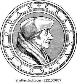 Retrato de Desiderius Erasmus Roterodamus, conocido como Erasmus o Erasmus de Rotterdam, fue un humanista cristiano holandés que fue el mayor erudito del Renacimiento septentrional.