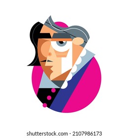 Portrait design of archbishop on white background