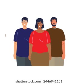 Portrait of diverse creative team looking at camera with cheerful smiles while posing in office, some are walking and straching  inclusion.