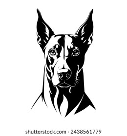 Portrait of a Doberman Pinscher Dog Vector isolated on white background, Dog Silhouettes.