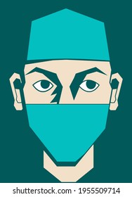 Porträt eines Arztes in Vektorgrafik- und Maske-Vektorgrafik