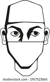Portrait of a doctor in mask and cap vector illustration