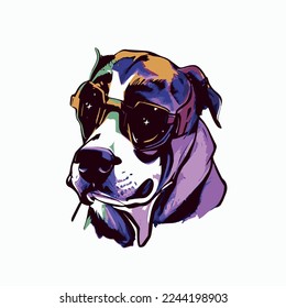 retrato de un perro con gafas