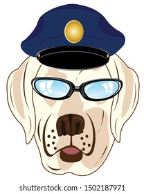 Portrait of the dog in hat and spectacles