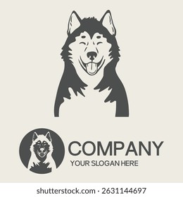 Portrait dog logo and design elements vector isolated on white background, Dog Silhouettes.